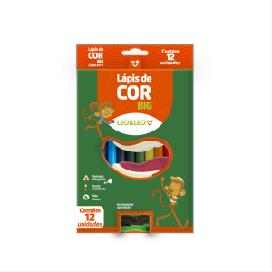 LAPIS DE COR 12 CORES JUMBO LEOELEO